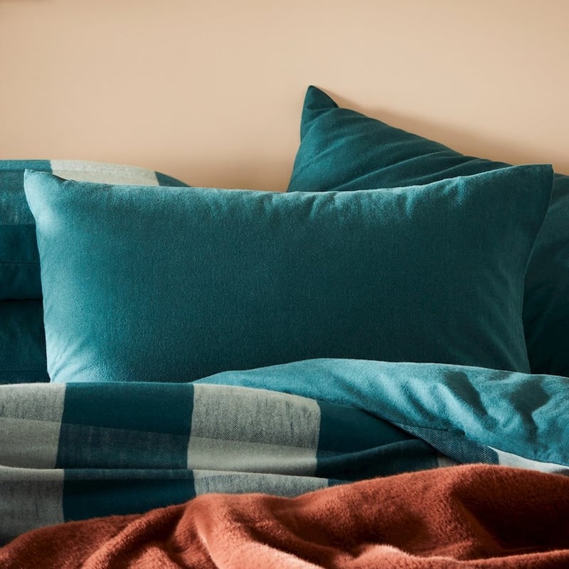 Super Soft Brushed Flannelette Pine Check Pillowcase