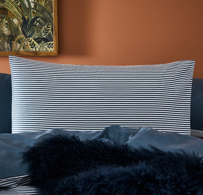 Printed Flannelette Blue Stripe Quilt Cover Set + Separates