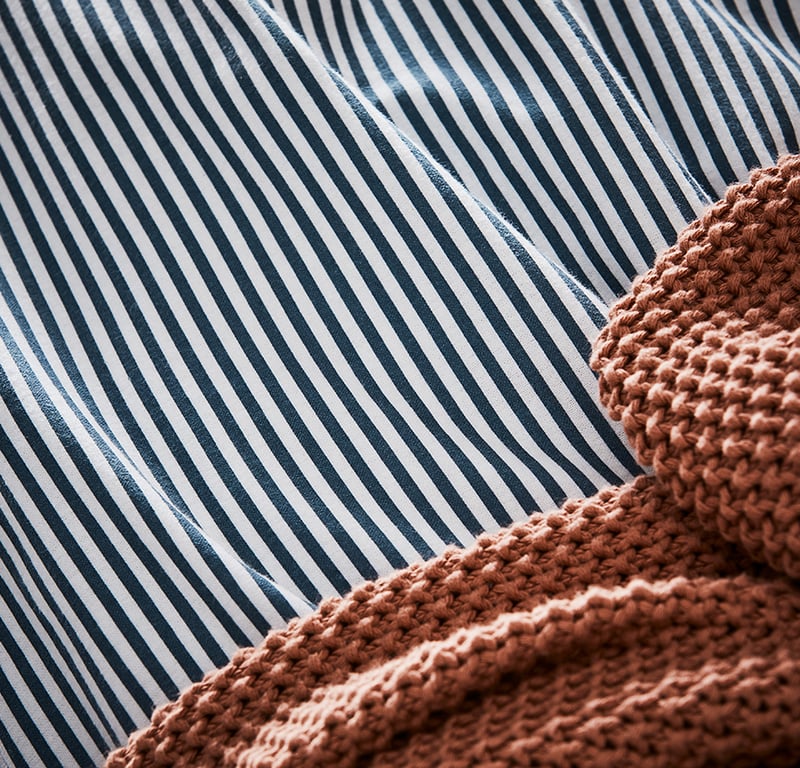 Printed Flannelette Blue Stripe Quilt Cover Set + Separates