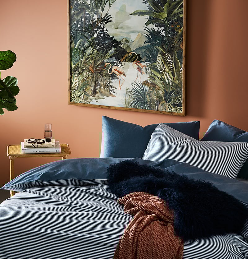 Printed Flannelette Blue Stripe Quilt Cover Set + Separates