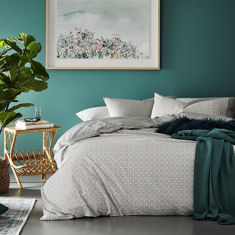 Printed Flannelette Grey Moroccan Quilt Cover Set + Separates