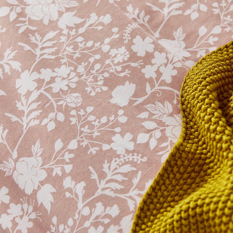 Printed Flannelette Pink Floral Quilt Cover Set + Separates