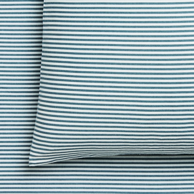 Printed Flannelette Blue Stripe Sheet Set