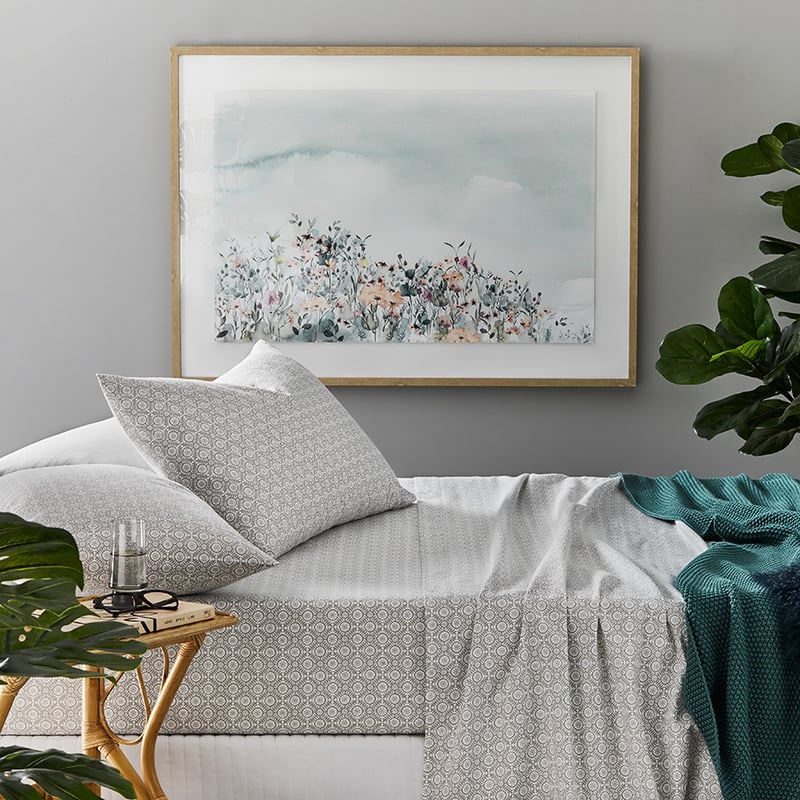 Printed Flannelette Grey Moroccan Sheet Set