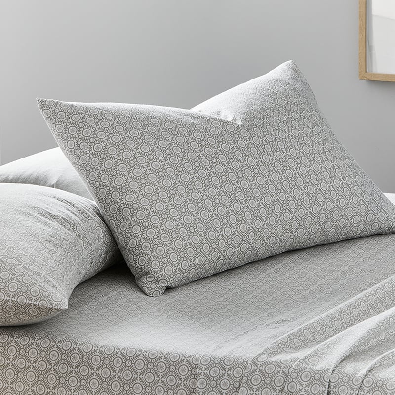 Printed Flannelette Grey Moroccan Sheet Set