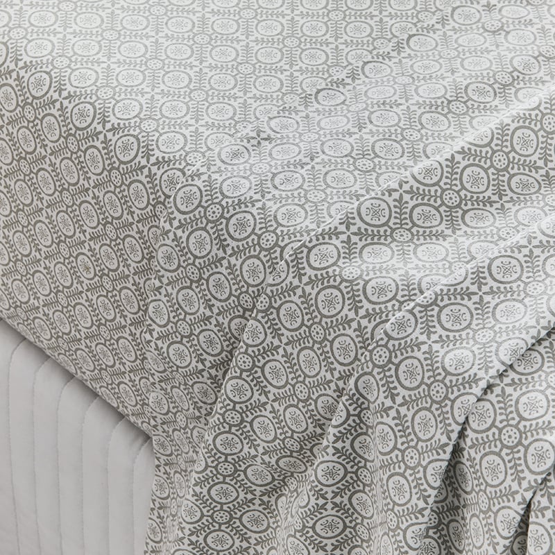 Printed Flannelette Grey Moroccan Sheet Set