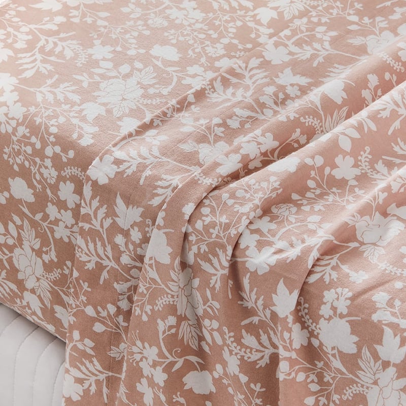 Printed Flannelette Pink Floral Sheet Set