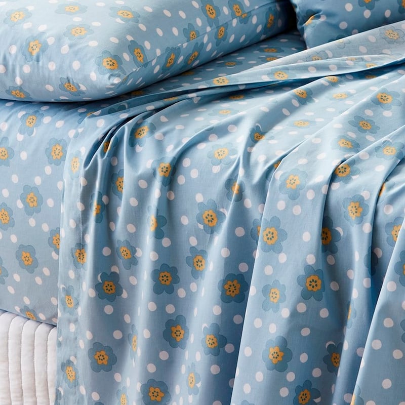 Perfect Cotton Percale Sage Floral Sheet Set