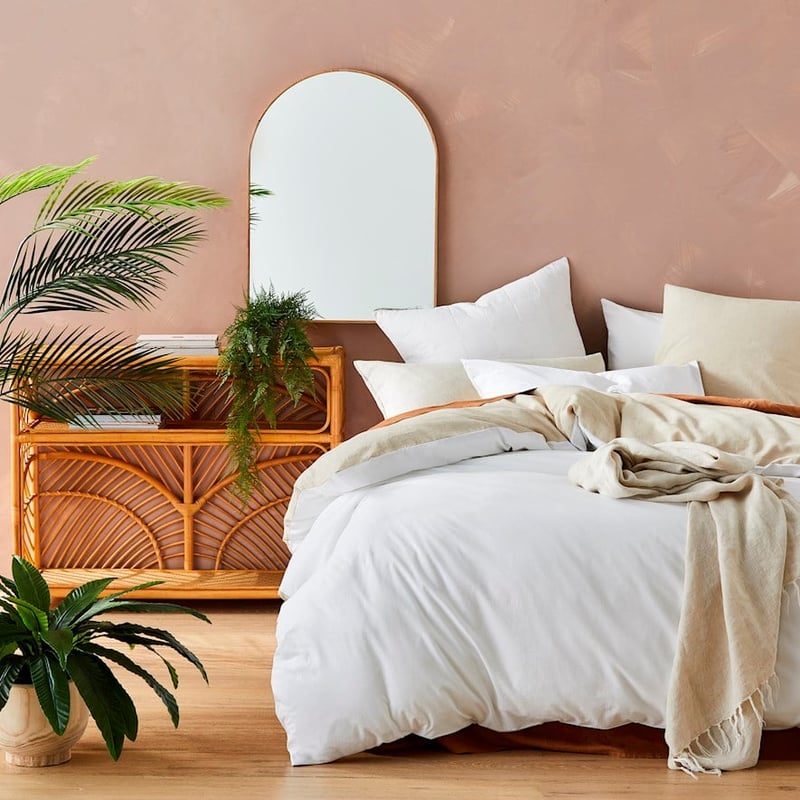 Olsen Linen Cotton Natural & White Quilt Cover Set + Separates