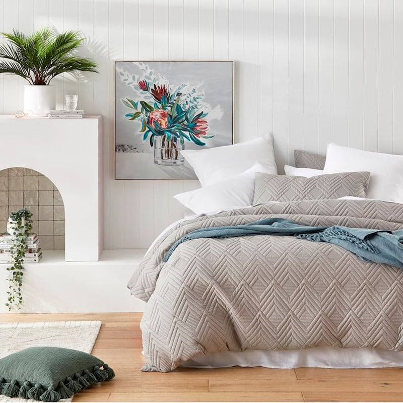 Aiden Microfibre Grey Quilted Quilt Cover Set + Separates