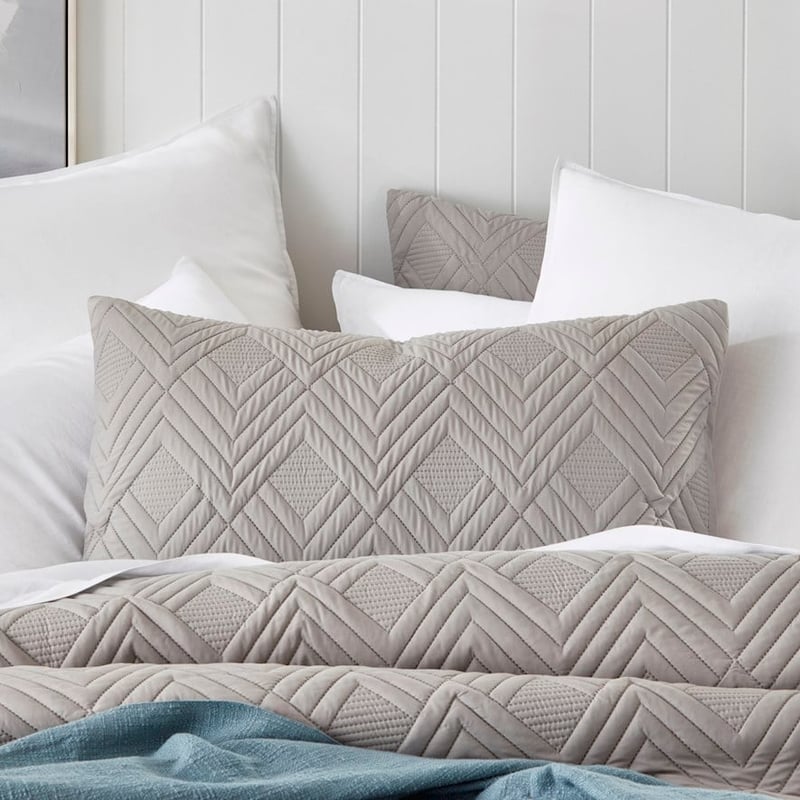 Aiden Microfibre Grey Quilted Quilt Cover Set + Separates