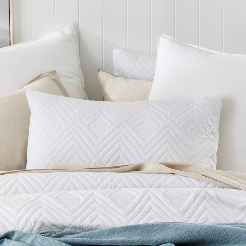 Aiden Microfibre White Quilted Quilt Cover Set + Separates
