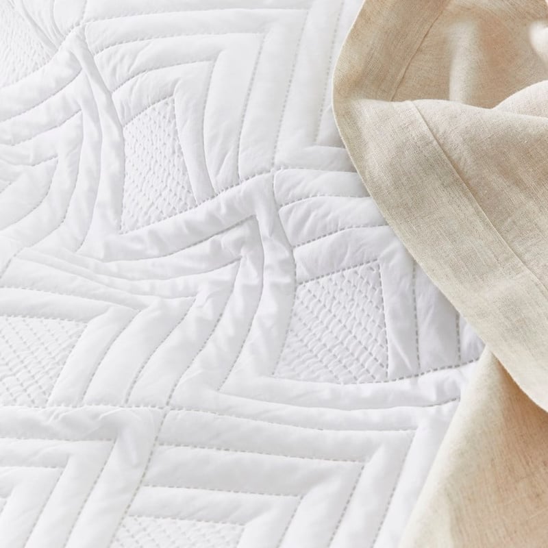 Aiden Microfibre White Quilted Quilt Cover Set + Separates