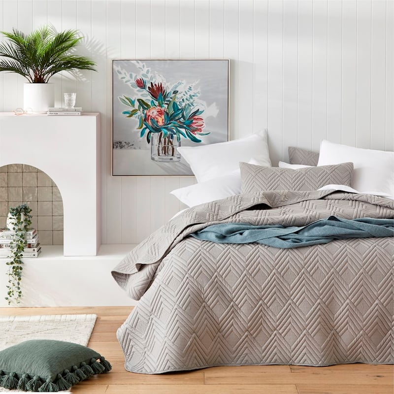 Aiden Microfibre Grey Quilted Coverlet Set + Separates