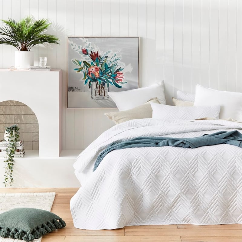 Aiden Microfibre White Quilted Coverlet Set + Separates