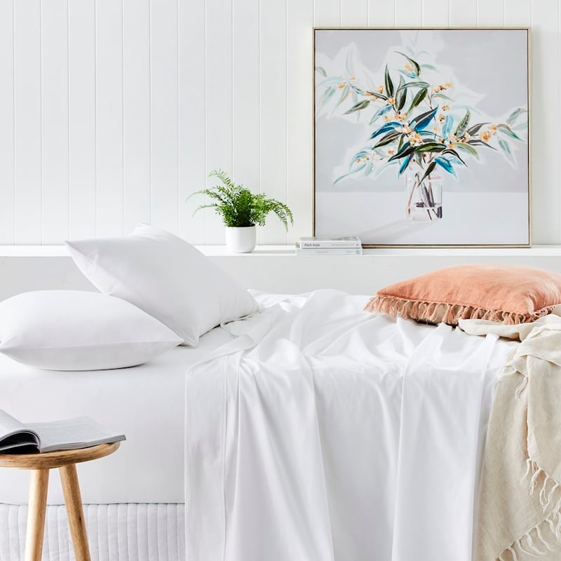 Plain Dye Perfect Cotton Percale White Sheet Set