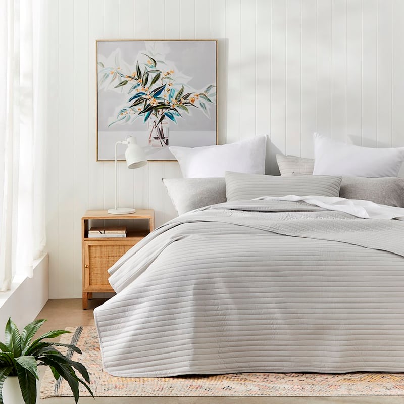 Maverick Microfibre Grey Quilted Coverlet Set + Separates