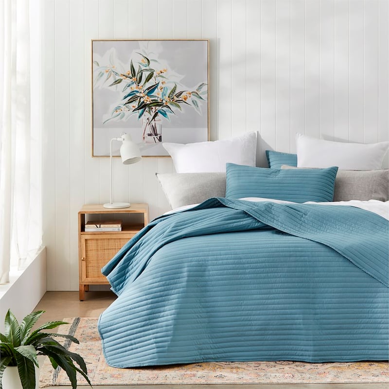 Maverick Microfibre Ocean Quilted Coverlet Set + Separates