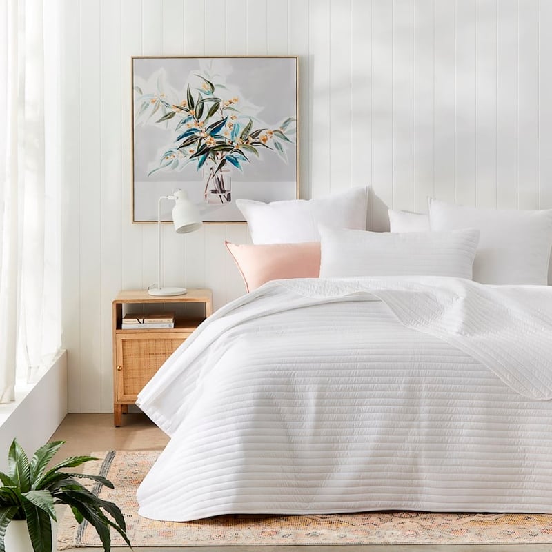 Maverick Microfibre White Quilted Coverlet Set + Separates