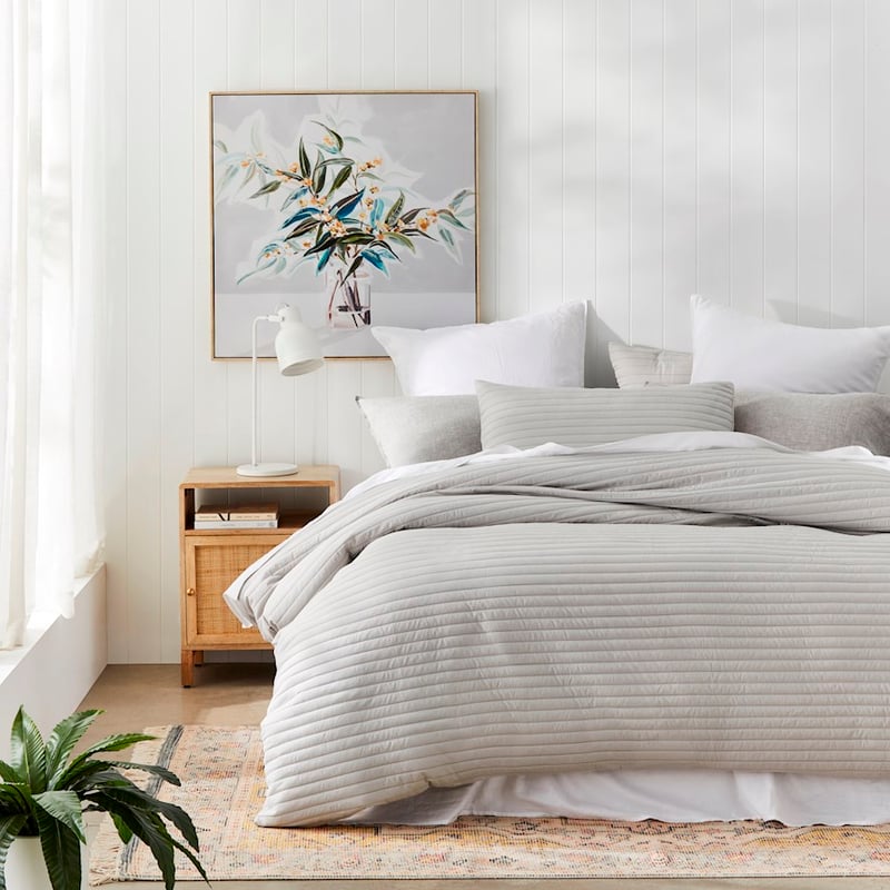 Maverick Microfibre Grey Quilted Quilt Cover Set + Separates