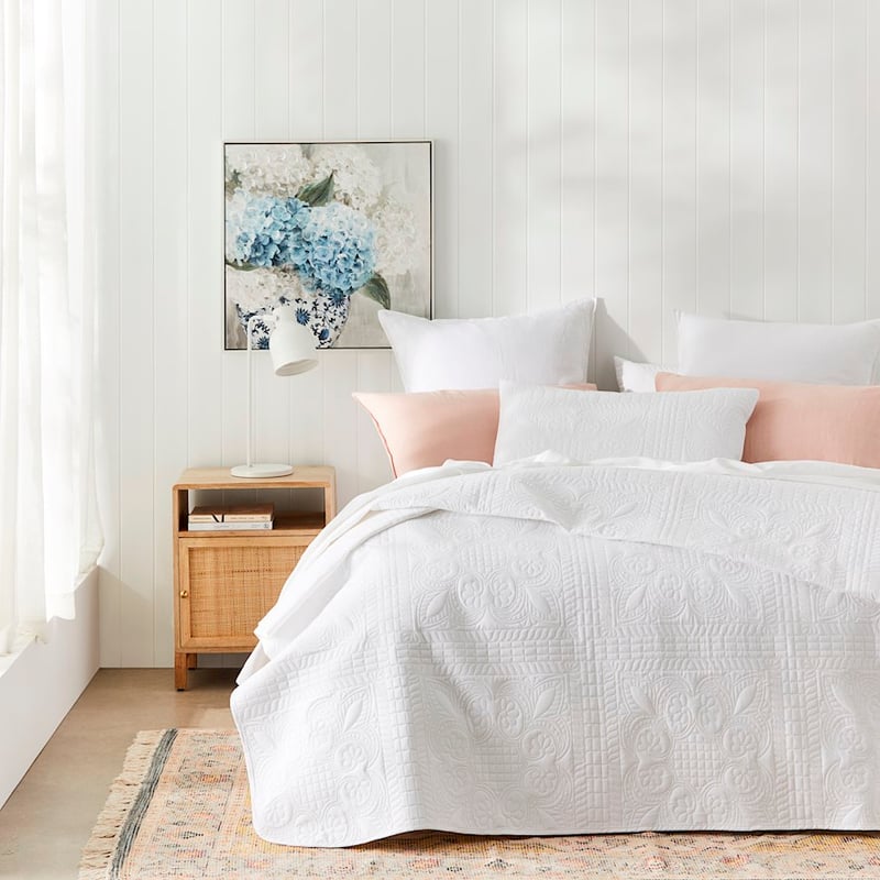Mabel Microfibre White Quilted Coverlet Set + Separates