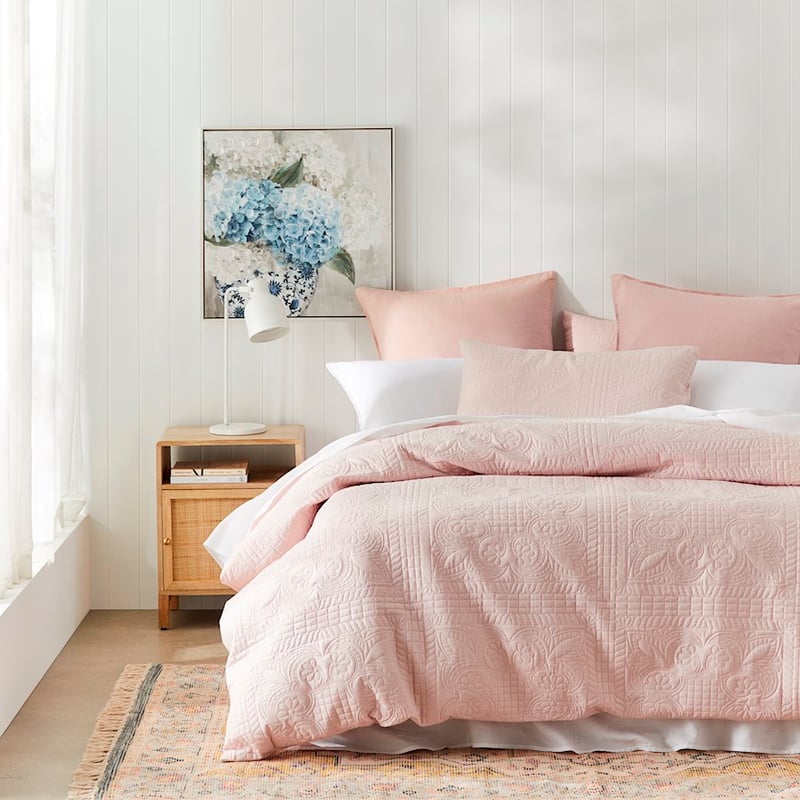 Mabel Microfibre Rose Pink Quilted Quilt Cover Set + Separates