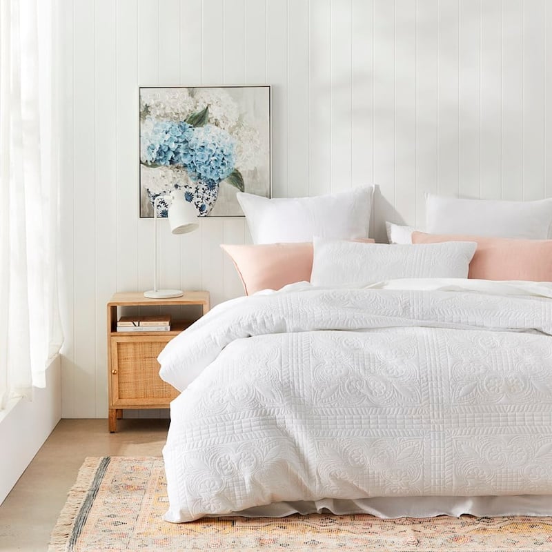 Mabel Microfibre White Quilted Quilt Cover Set + Separates