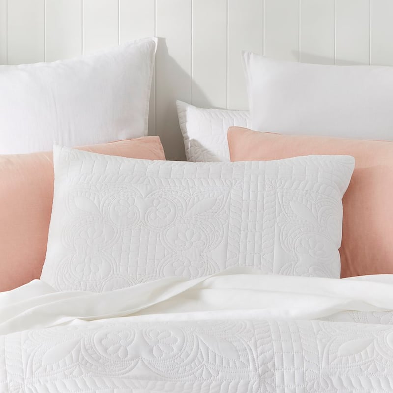 Mabel Microfibre White Quilted Quilt Cover Set + Separates