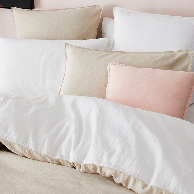 Stonewashed Cotton Linen White & Linen Quilt Cover Set + Separates