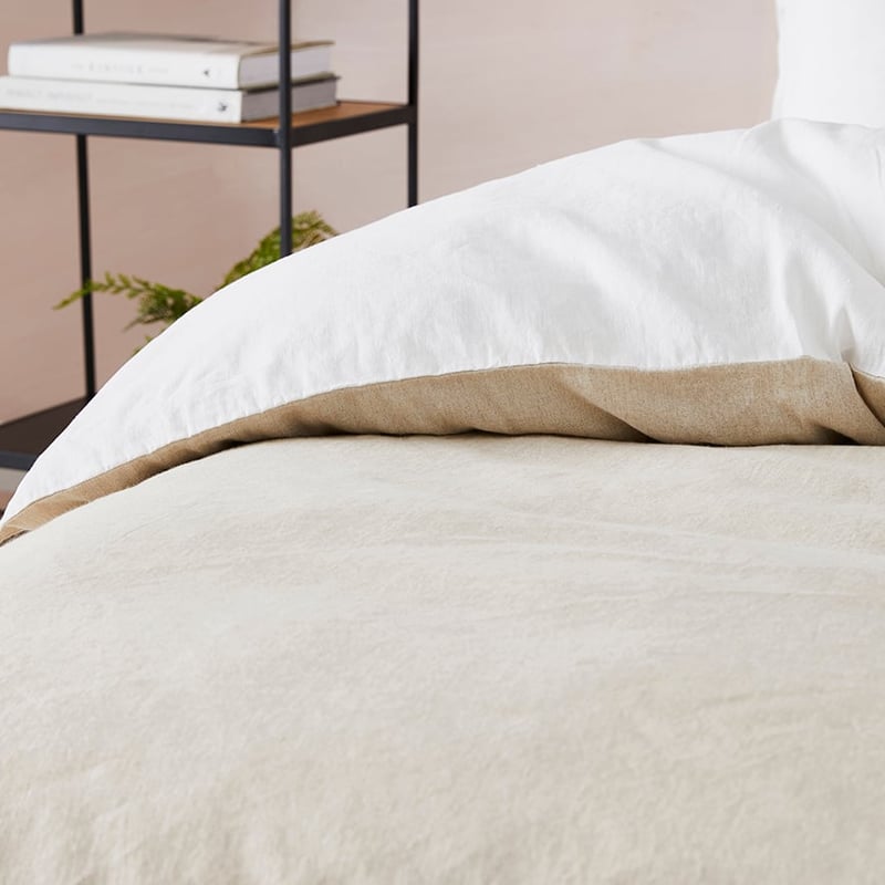 Stonewashed Cotton Linen White & Linen Quilt Cover Set + Separates