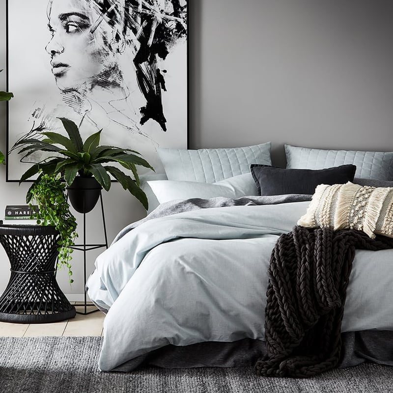 Austin Chambray Cotton Sage Quilt Cover Separates