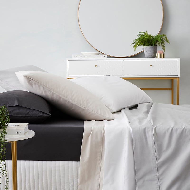 300TC Lightweight Percale Charcoal Sheet Separates
