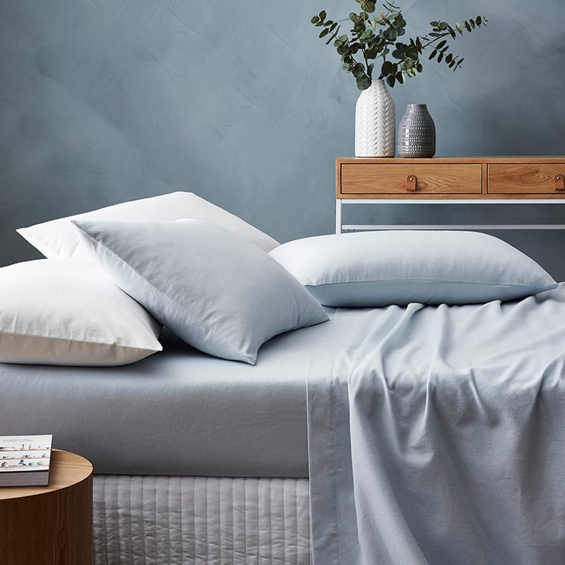 Plain Dye Flannelette Blue Sheet Set