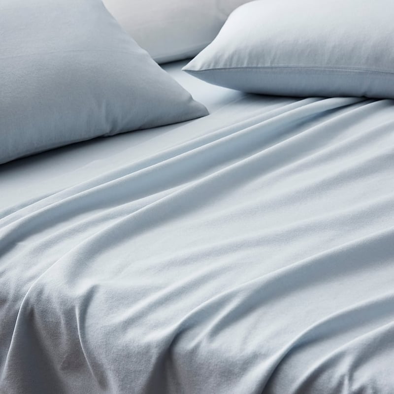 Plain Dye Flannelette Blue Sheet Set