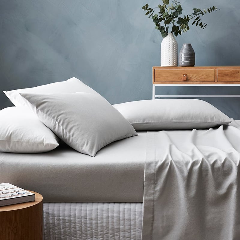 Plain Dye Flannelette Grey Sheet Set