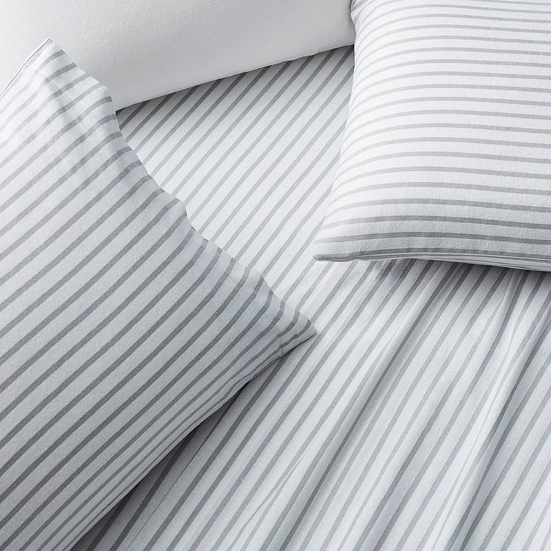 Printed Flannelette Grey Stripe Sheet Set