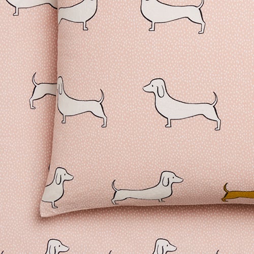 Printed Flannelette Dachshund Sheet Set