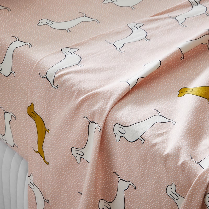 Printed Flannelette Dachshund Sheet Set