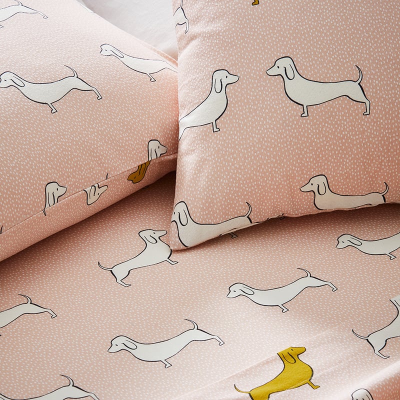 Printed Flannelette Dachshund Sheet Set