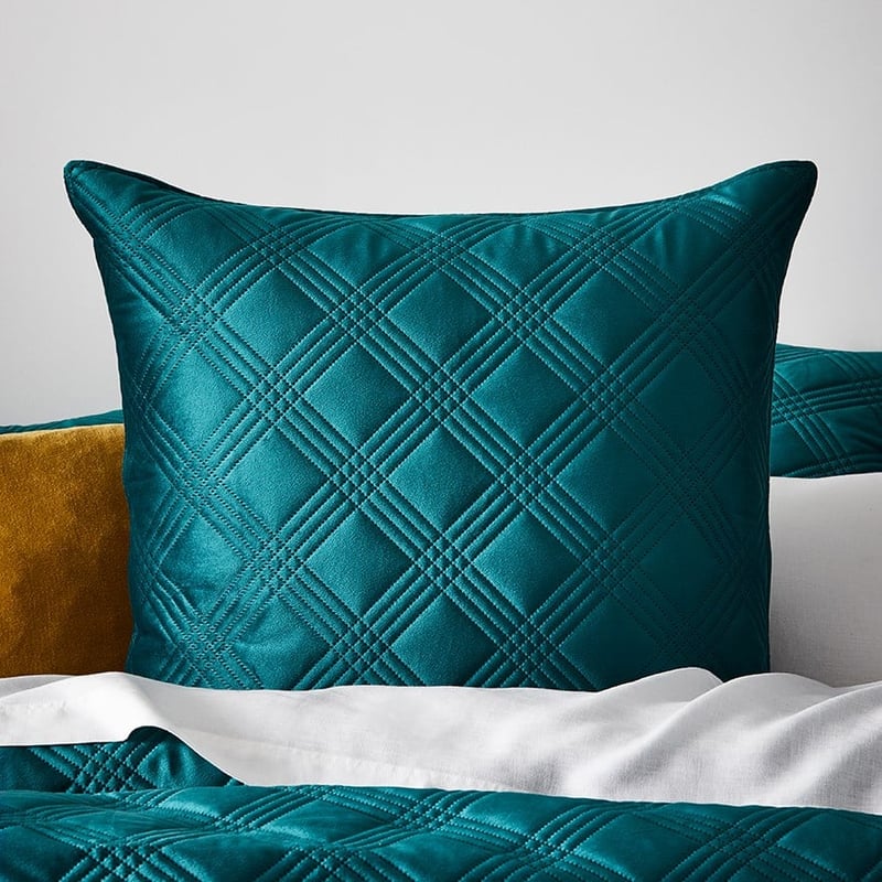 Adele Velvet Teal Quilted Quilt Cover Set + Separates