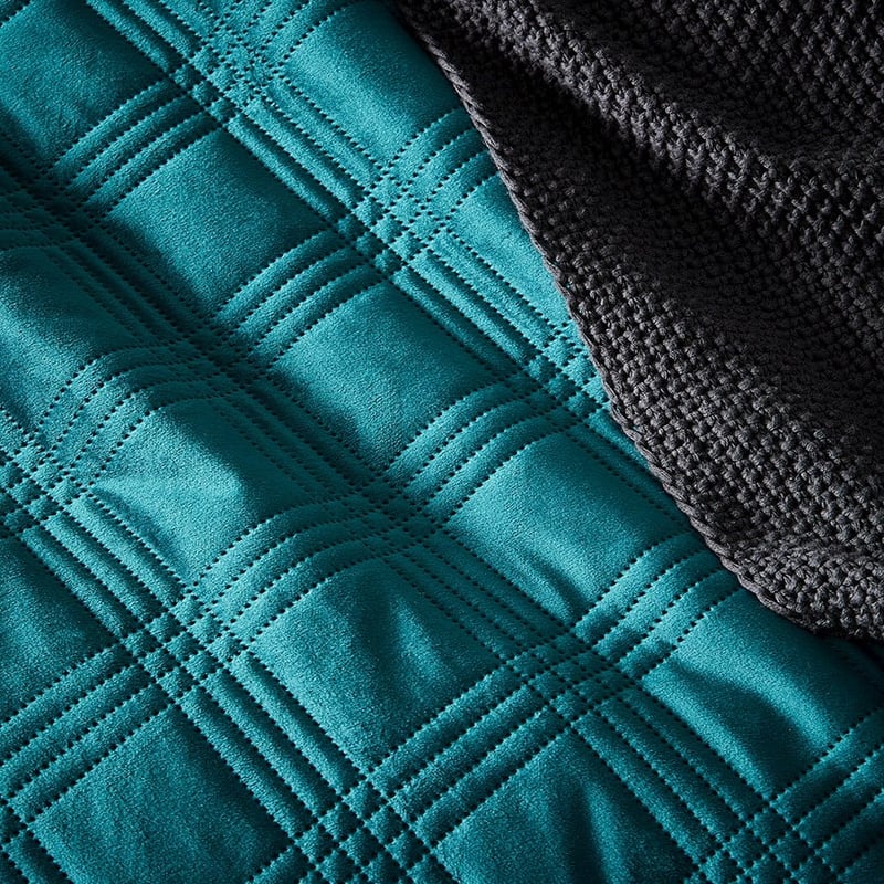 Adele Velvet Teal Quilted Quilt Cover Set + Separates