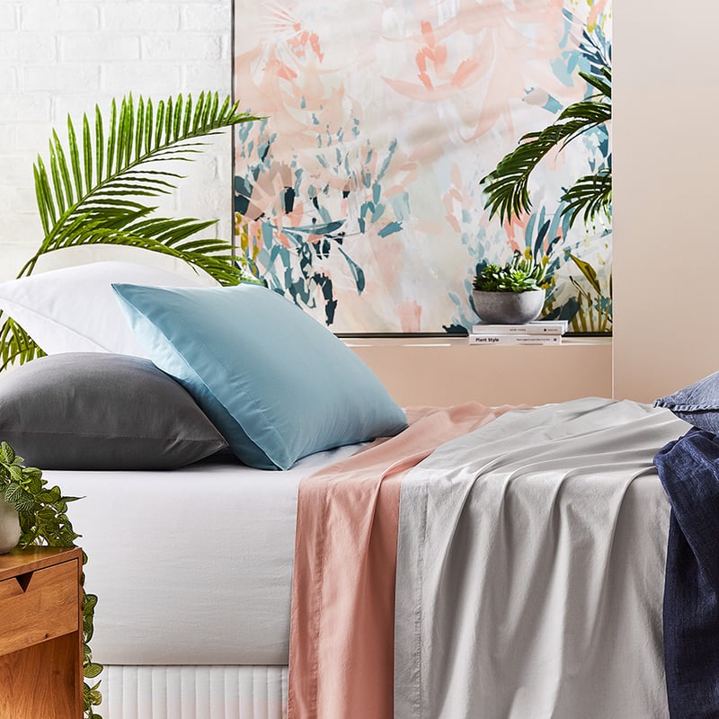 Prewashed Cotton Sky Blue Sheet Set