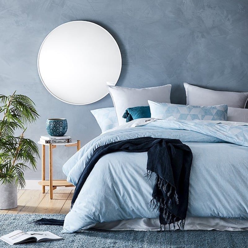 Prewashed Cotton Printed Blue Triangle Quilt Cover Set + Separates