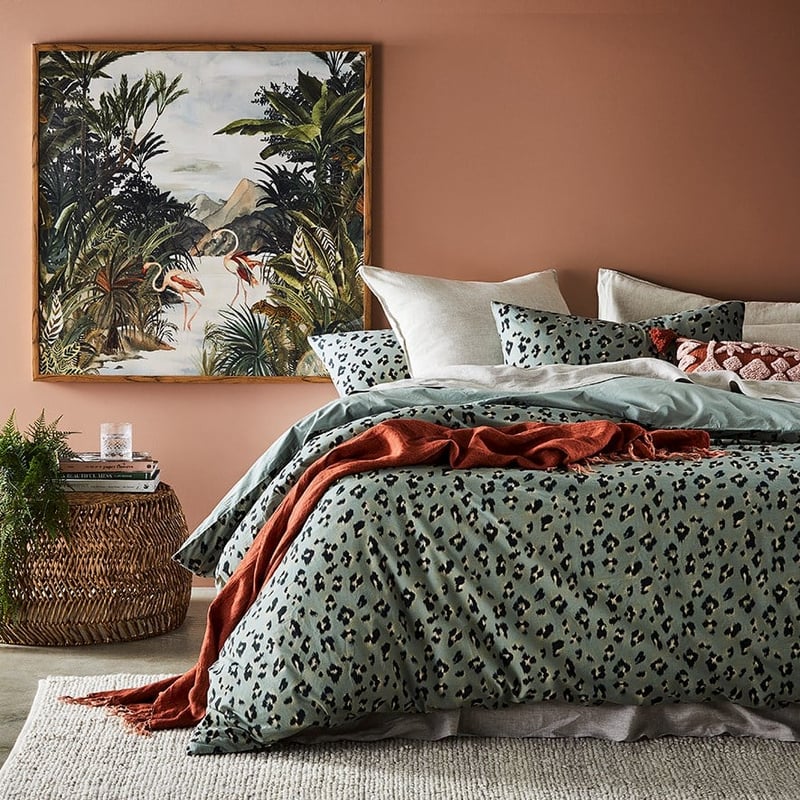 Prewashed Cotton Printed Khaki Leopard Quilt Cover Set + Separates