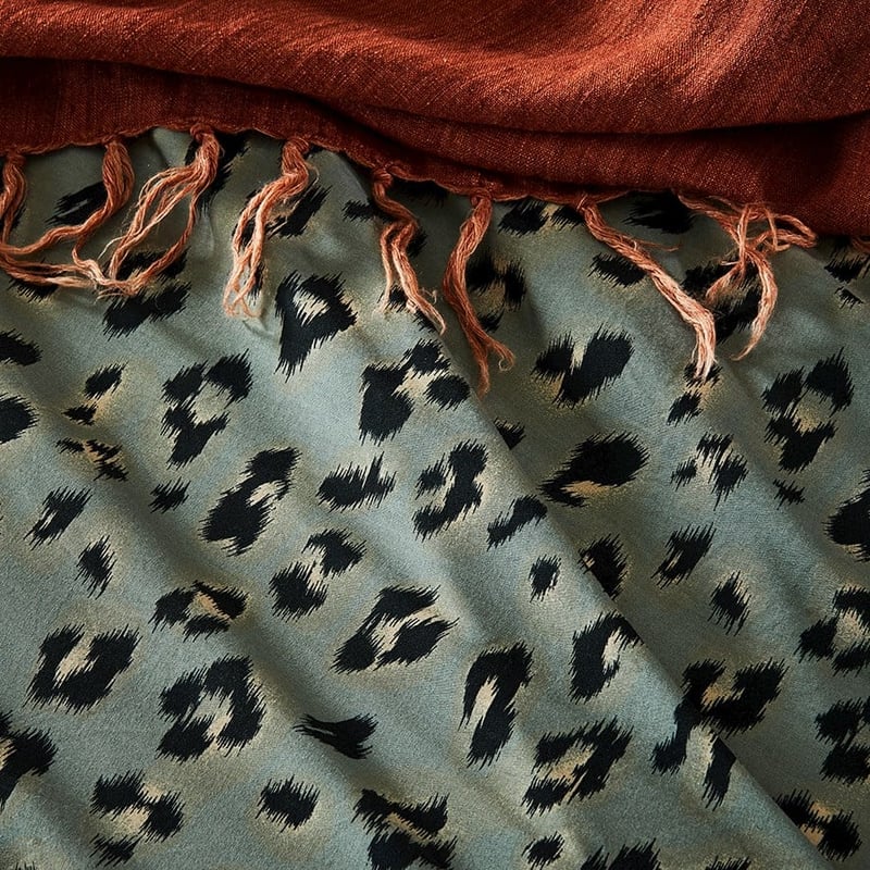 Prewashed Cotton Printed Khaki Leopard Quilt Cover Set + Separates