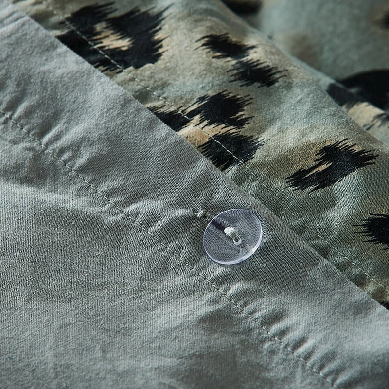Prewashed Cotton Printed Khaki Leopard Quilt Cover Set + Separates