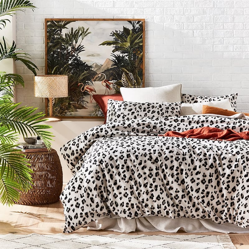 Prewashed Cotton Printed White Leopard Quilt Cover Set + Separates