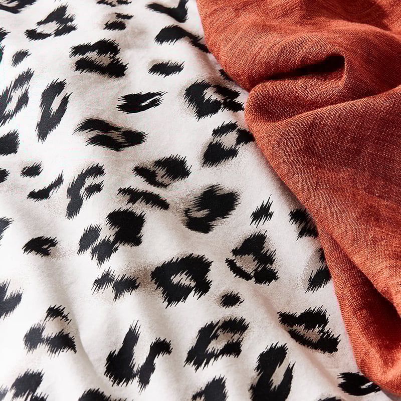 Prewashed Cotton Printed White Leopard Quilt Cover Set + Separates