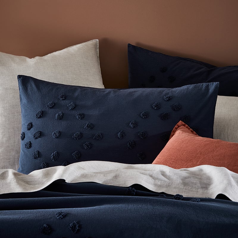 Poppy Chenille Navy Quilt Cover Set