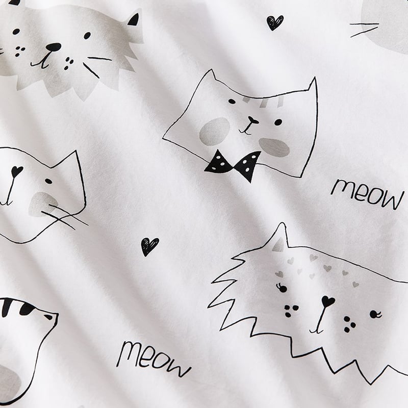 Louie Cat Grey Quilt Cover Set Separates